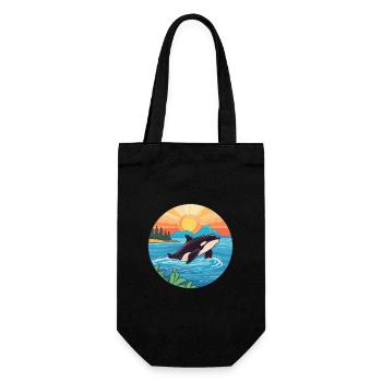 Orca Watercolor Cartoon Kawaii Clipart Animal - Gift Bag for Bottles - black - Front