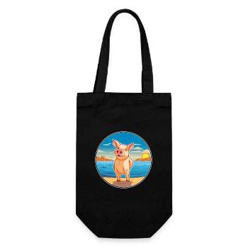 Pig Watercolor Cartoon Kawaii Clipart Animal - Gift Bag for Bottles - black - Front