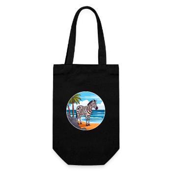 Zebra Watercolor Cartoon Kawaii Clipart Animal - Gift Bag for Bottles - black - Front