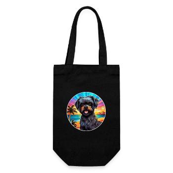 Affenpinscher Race De Chien Coloré Dessin Animé Watercolo - Sac à bouteille - noir - Devant