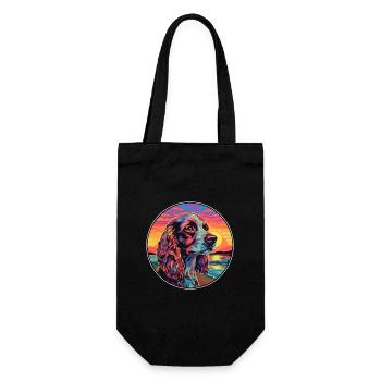 Alpine Spaniel Dog Breed Colorful Cartoon Watercol - Gift Bag for Bottles - black - Front