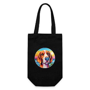 American Foxhound Hund Rasse buntes Karikatur Wasser - Geschenkbeutel für Flaschen - Schwarz - Vorne