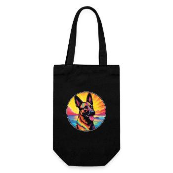 Race de chien malinois belge coloré dessin animé Waterc - Sac à bouteille - noir - Devant