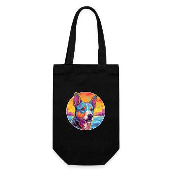 Race de chien de bétail australien Coloré Cartoon Eau - Sac à bouteille - noir - Devant