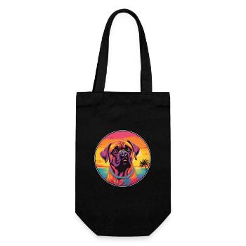 Bullmastiff chien race coloré dessin animé aquarelle - Sac à bouteille - noir - Devant