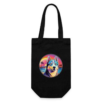 Labrador canadien Husky chien race coloré dessin animé - Sac à bouteille - noir - Devant