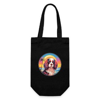 Cavalier King Charles Spaniel Hunderasse Bunt C - Geschenkbeutel für Flaschen - Schwarz - Vorne