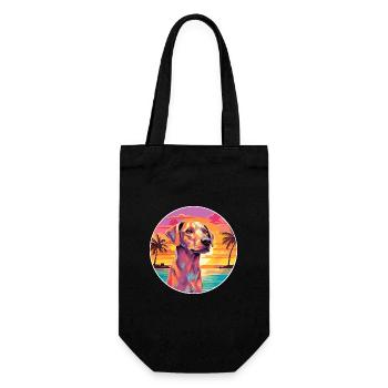 Cretan Hound Dog Breed Colorful Cartoon Watercolor - Gift Bag for Bottles - black - Front