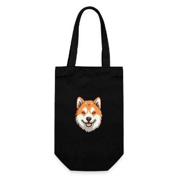 Akita Inu Hunderasse Cartoon Kawaii Illustration - Geschenkbeutel für Flaschen - Schwarz - Vorne