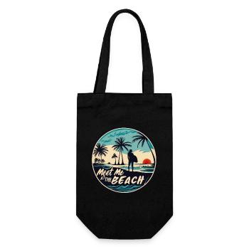 Rencontrez-moi à la plage Surfer Girl disant une citation - Sac à bouteille - noir - Devant