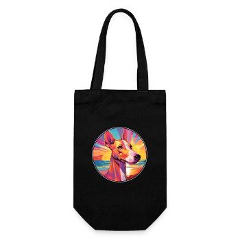 Ibizan Hound Dog Breed Colorful Cartoon Watercolor - Gift Bag for Bottles - black - Front