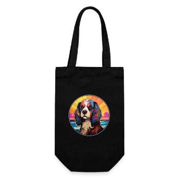 King Charles chien race coloré dessin animé aquarelle - Sac à bouteille - noir - Devant