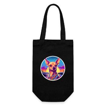 Kangaroo Dog Breed Colorful Cartoon Watercolor - Gift Bag for Bottles - black - Front