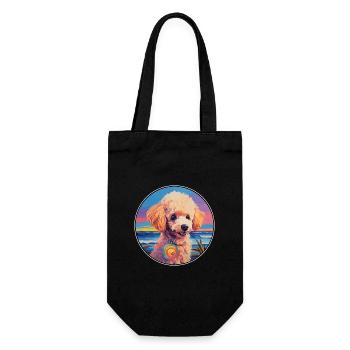 Caniche miniature chien race coloré dessin animé Waterc - Sac à bouteille - noir - Devant
