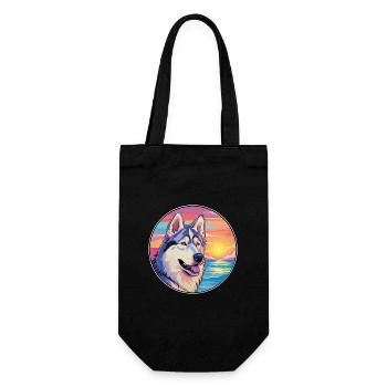 Nördliche Inuit-Hunderasse Bunte Karikatur Watercol - Geschenkbeutel für Flaschen - Schwarz - Vorne