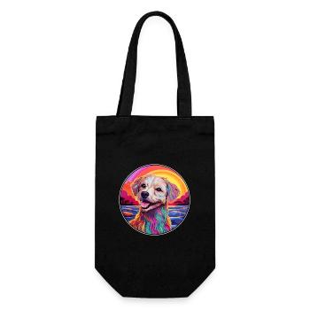 Romanian Mioritic Dog Breed Colorful Cartoon Water - Gift Bag for Bottles - black - Front