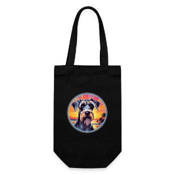Standard Schnauzer Hunderasse Bunte Karikatur Wate - Geschenkbeutel für Flaschen - Schwarz - Vorne
