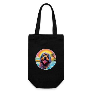 Tibetan Mastiff Hunderasse Bunte Karikatur Waterco - Geschenkbeutel für Flaschen - Schwarz - Vorne
