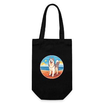 Alaskan Malamute Hund Rasse Cartoon Kawaii Clipart - Geschenkbeutel für Flaschen - Schwarz - Vorne