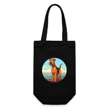 Airedale Terrier Hund Rasse Cartoon Kawaii Clipart - Geschenkbeutel für Flaschen - Schwarz - Vorne