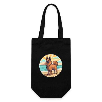 Belgian Tervuren Dog Breed Cartoon Kawaii Clipart - Gift Bag for Bottles - black - Front