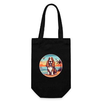 Basset Hund Rasse Cartoon Kawaii Clipart Hund - Geschenkbeutel für Flaschen - Schwarz - Vorne