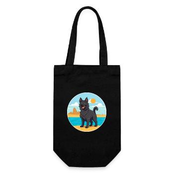 Chien de berger belge chien race Cartoon Kawaii Clipart - Sac à bouteille - noir - Devant
