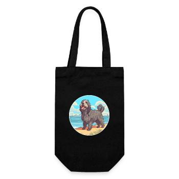 Bergamasco Shepherd Dog Breed Cartoon Kawaii Dog - Gift Bag for Bottles - black - Front