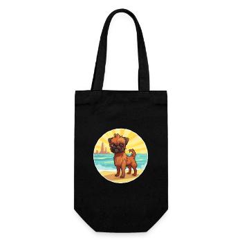 Bruxelles Griffon chien race Cartoon Kawaii Clipart - Sac à bouteille - noir - Devant