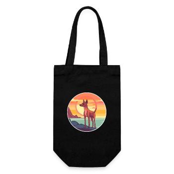 Cirneco Dell Etna Dog Breed Cartoon Kawaii Clipart - Gift Bag for Bottles - black - Front