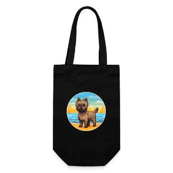 Cairn Terrier Hund Rasse Cartoon Kawaii Clipart Hund - Geschenkbeutel für Flaschen - Schwarz - Vorne