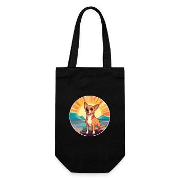 Chihuahua Dog Breed Cartoon Kawaii Clipart Dog Pet - Gift Bag for Bottles - black - Front