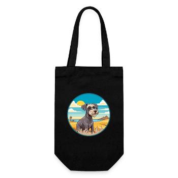 Cesky Terrier Hund Rasse Cartoon Kawaii Clipart Hund - Geschenkbeutel für Flaschen - Schwarz - Vorne