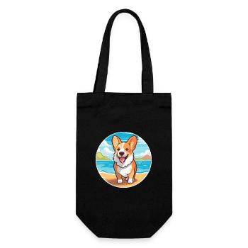 Corgi chien race Cartoon Kawaii Clipart aquarelle - Sac à bouteille - noir - Devant