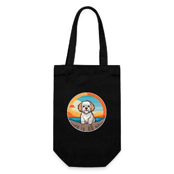 Dandie Dinmont Terrier Dog Breed Cartoon Kawaii - Gift Bag for Bottles - black - Front