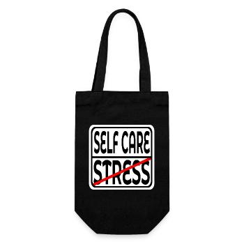 STOP STRESS - FOCUS SELF CARE SIGN - Gift Bag for Bottles - black - Front
