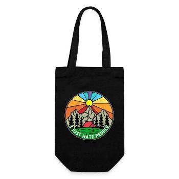 Mountains, Nature, Camping, Hiker, Statement Tents - Gift Bag for Bottles - black - Front