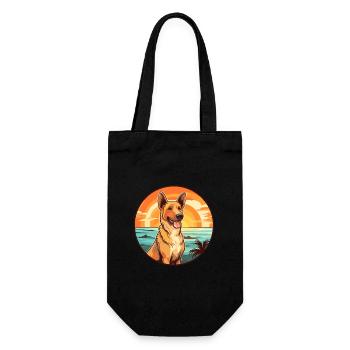 Osteuropäischer Schäferhund Rasse Cartoon Kawaii - Geschenkbeutel für Flaschen - Schwarz - Vorne