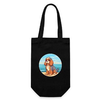 English Toy Spaniel Dog Breed Cartoon Kawaii Dog - Gift Bag for Bottles - black - Front