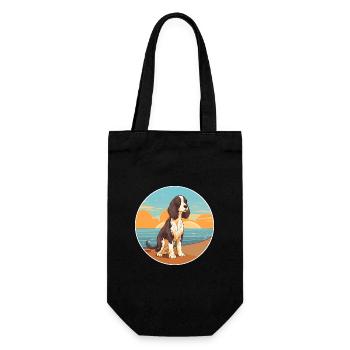 English Springer Spaniel Hunderasse Cartoon Kawaii - Geschenkbeutel für Flaschen - Schwarz - Vorne