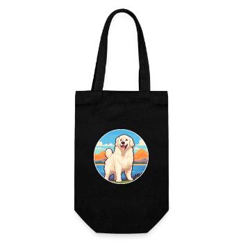 ungarisch kuvasz hunderasse cartoon kawaii clipart - Geschenkbeutel für Flaschen - Schwarz - Vorne