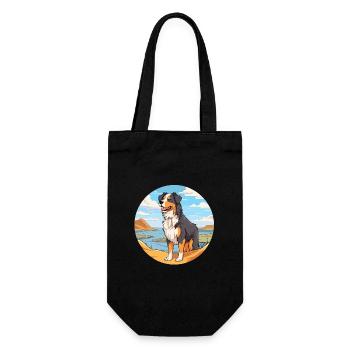 English Shepherd Dog Breed Cartoon Kawaii Clipart - Gift Bag for Bottles - black - Front
