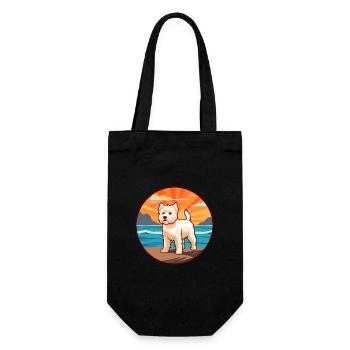 Chien Terrier Blanc Anglais Race Cartoon Kawaii Chien - Sac à bouteille - noir - Devant