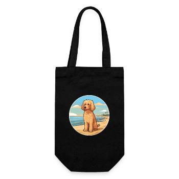 Goldendoodle Dog Breed Cartoon Kawaii Clipart Dog - Gift Bag for Bottles - black - Front