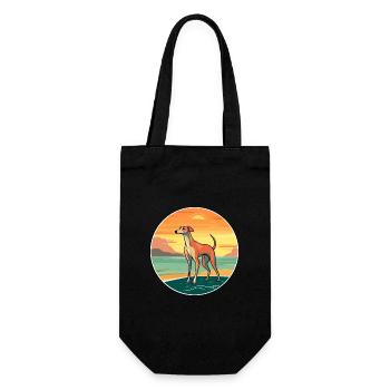 Greyhound Hund Rasse Cartoon Kawaii Clipart Hund Haustier - Geschenkbeutel für Flaschen - Schwarz - Vorne