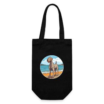 Irish Wolfhound Dog Breed Cartoon Kawaii Clipart - Gift Bag for Bottles - black - Front