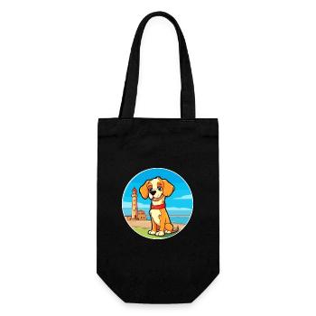 Italien Volpino chien race Cartoon Kawaii Clipart - Sac à bouteille - noir - Devant
