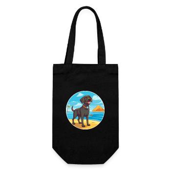 Labrador Retriever Hund Rasse Cartoon Kawaii Hund - Geschenkbeutel für Flaschen - Schwarz - Vorne
