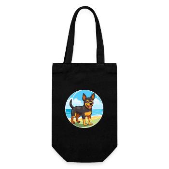 Lancashire Heeler Dog Breed Cartoon Kawaii Clipart - Gift Bag for Bottles - black - Front