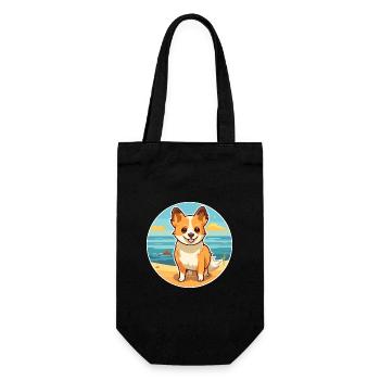 Lundehund chien race dessin animé kawaii clipart chien animal de compagnie - Sac à bouteille - noir - Devant